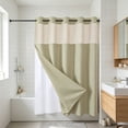 thumbnail image 4 of Waterproof Double Layer Shower Curtain, Waffle Weave Polyester Bath Curtain with Detachable Liner, Reinforced Grommet Top, Machine Washable, Standard Size for Bathtub and Shower Stall, 4 of 6