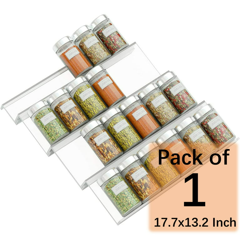 Lifewit Spice Drawer Organizer Spice Rack Seasoning Jars Storage Tray Adjustable Expandable for Kitchen, Countertop, Cabinet, Shelf, 3 Tiers, Set of 6