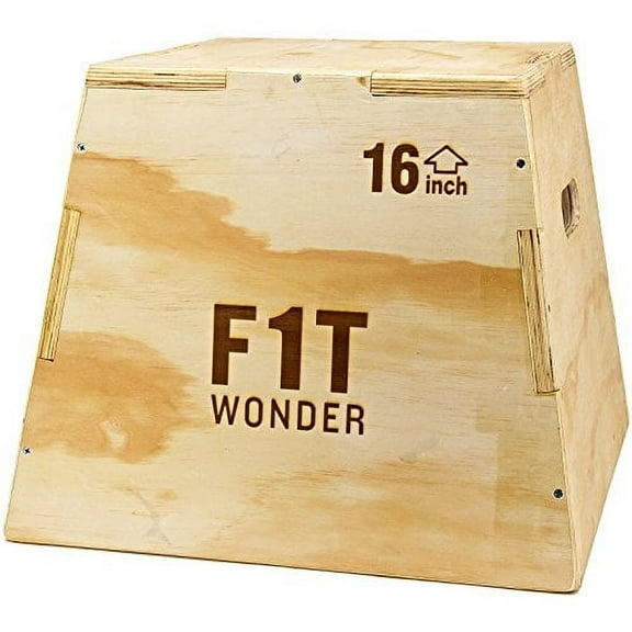 FringeSport Traditional Wood Plyometric Box Kit Jump Training & Conditioning (16in, Needs Assembly)