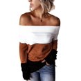 thumbnail image 1 of Pulls Femmes Robe Oversize Manches Longues Sexy hors Épaule Couleur Bloc Pull Pull Tops, 1 of 6