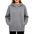 thumbnail image 6 of Levmjia Women's Hoodie Sweatshirt Asymmetric Zip Pocket Long Sleeve Casual Loose Fit Pullover with Drawstring for Fall Winter, 6 of 7