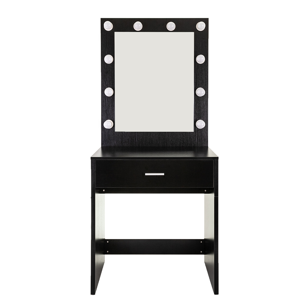 Doingart Vanity Desk Vanity Table With 10 Hollywood Led Light Bulbs Dressing Table Makeup Table With Drawer For Bedroom Bathroom Black 28x19 Walmart Com Walmart Com