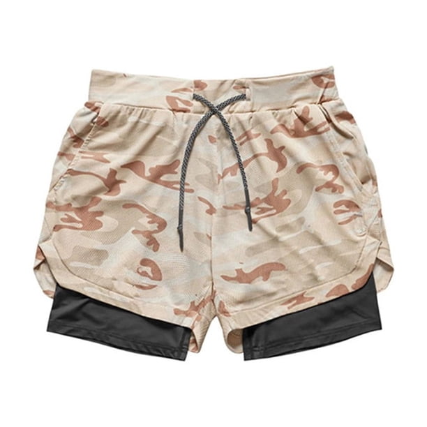 Toystoory Pantalones cortos de entrenamiento para hombre, pantalones cortos para correr, entrenamiento deportivo, culturismo, Fitness, pantalones Uniforme atlético Marrón militar L