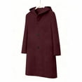 thumbnail image 6 of Womens Mid Long Double-Breasted Hooded Coat Winter Warm Long Sleeve Solid Color Wool Trench Coat Jackets Outwear, 6 of 6