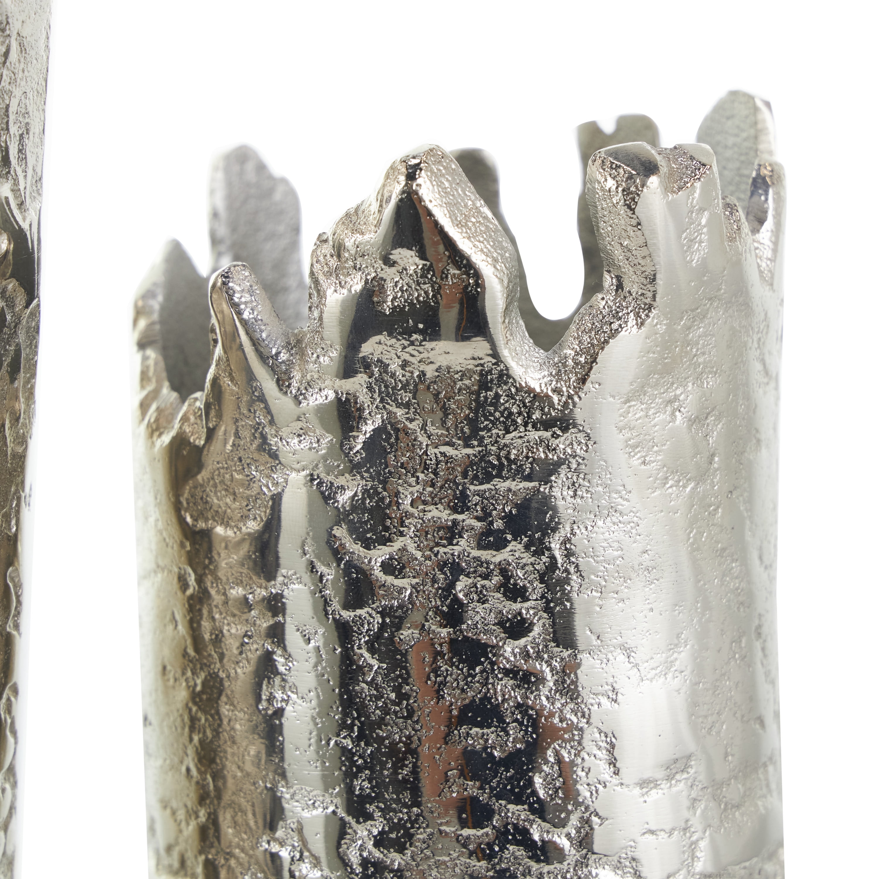 CosmoLiving by Cosmopolitan 18", 15"H Tree Trunk Inspired Silver Aluminum Vase, Set of 2