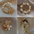thumbnail image 2 of GKNET Fashion Pearl Flower Crystal Zircon Brooch Pin Charm Women Wedding Party Jewelry-Brooch#59, 2 of 9