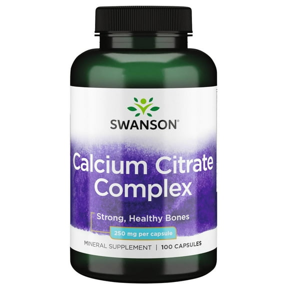 Swanson Calcium Citrate Complex Bone Muscle Nerve Health Blood Pressure Support Mineral Supplement 250 mg Calcium (from Citrate & Carbonate) 100 Capsules
