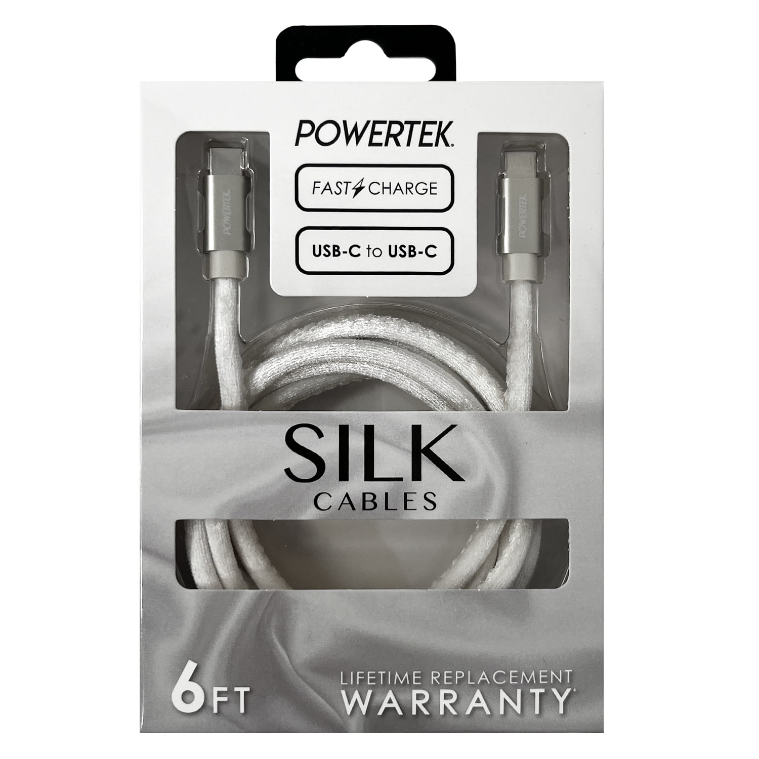 Liquipel Powertek Silk USB-C to USB-C - White