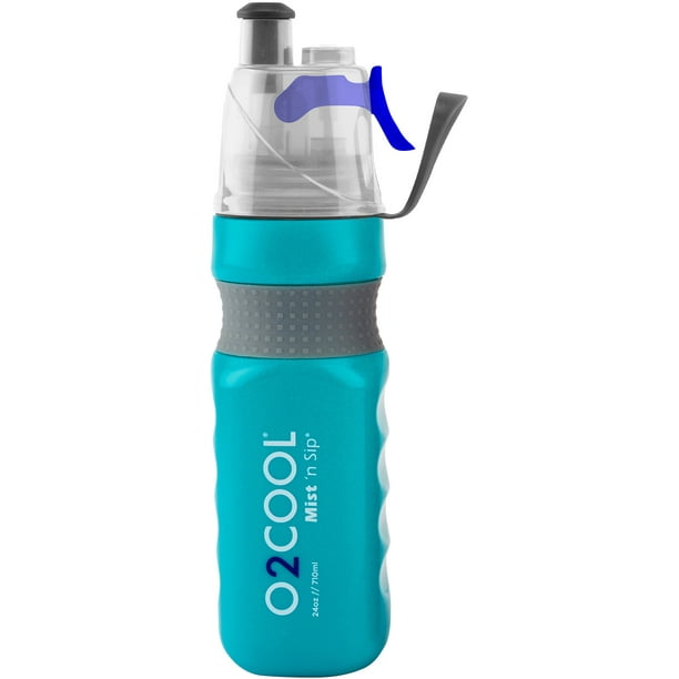 O2 Cool Power Flow Grip Band Bottle with Classic Mist 'N Sip Top 24 oz, Teal