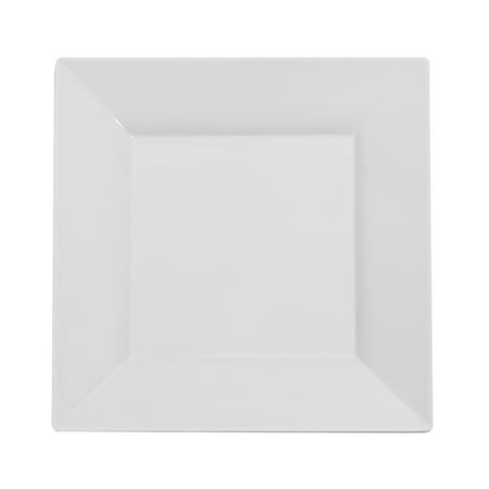 1 Set, 9.5" Square Plastic Disposable Dinner Plates (10/Pk) - White For Dinner Party, Wedding Reception, Engagement Party, Anniversary Celebration Or Birthday Fiesta