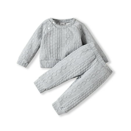 

PatPat 2pcs Unisex Baby Boy Girl Cotton Crewneck Top and Pants Winter Outfit Set Toddler Long Sleeve Imitation Knitting Sweater Blouse Pullover Sweatshirt Elastic Pants Warm Clothes Set 0-3T