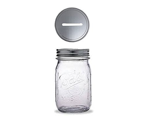 Mason Jar COIN BANK with Slotted Lid 