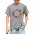 thumbnail image 2 of Girls Gray Graphic Tee, Kids Love and Rainbow Heart Short Sleeve T-Shirt, Cotton Casual Play Shirt,Size 7 T, 2 of 9