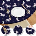 thumbnail image 4 of Dark Blue Cartoon Unicorn Moon Star Pattern Round Fitted Tablecloth with Elastic Edge,Dining Table Cover Waterproof,Outdoor Round Tablecloth for Camping,Dining,Indoor and Outdoor, 4 of 7