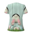thumbnail image 4 of Naloa White Bunny Bottom And Easter Eggs Print T-Shirts Short Sleeve V Neck Tees for Women Fashion Tops Trendy Lightweight Soft Casual Summer Outfits Clothes, 4 of 5
