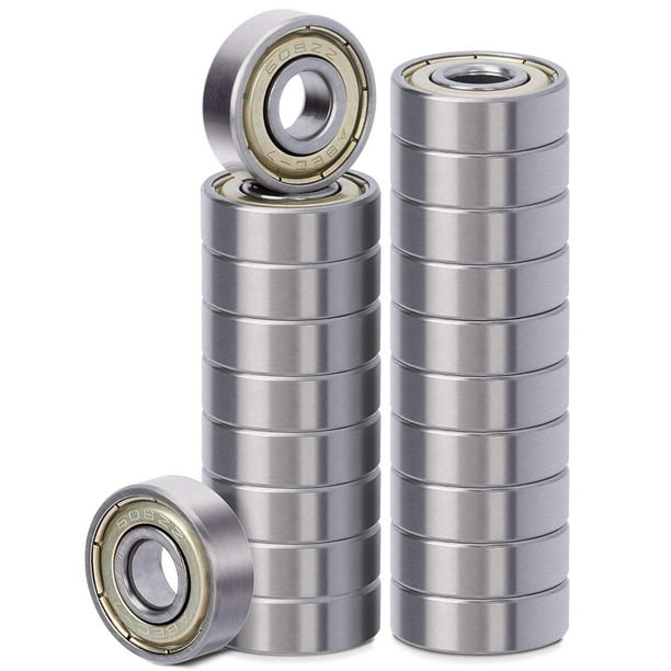 PAGOW Paquete de 20 rodamientos de bolas 608ZZ de precisión, doble caucho sellado, ranura profunda de acero en miniatura para monopatín, patines en línea, scooters, impresoras 3D, 8 x 22 x 7 mm