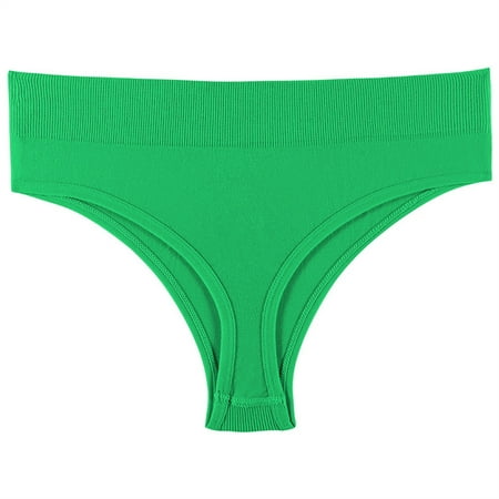 Scyoekwg Womens Underwear Bikinis Briefs Fashion Ladies Panties Solid Color Mid Waisted Bikini Underwear Hipster Panties Breathable Bikini Panties (Green XL)