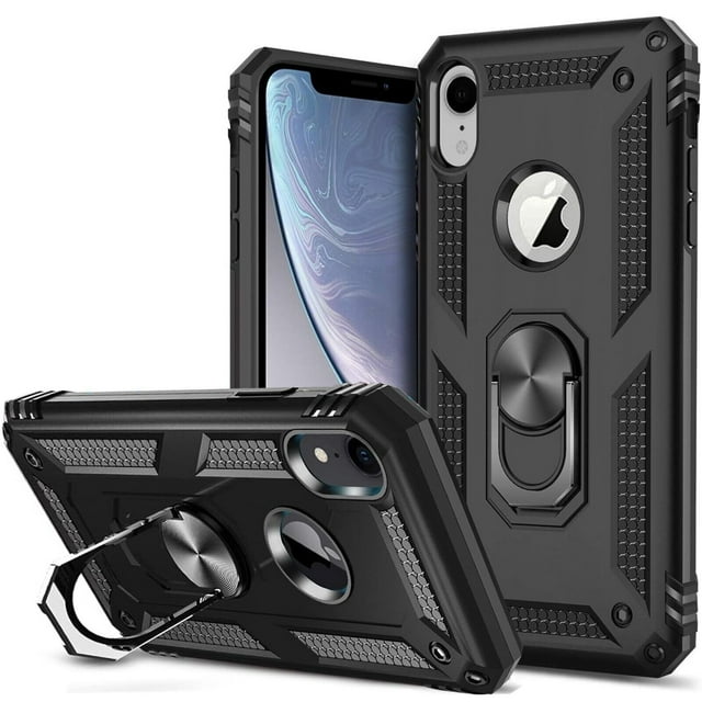 Supershield Armor-X Étui iPhone XR Robuste avec Support Anneau - Noir