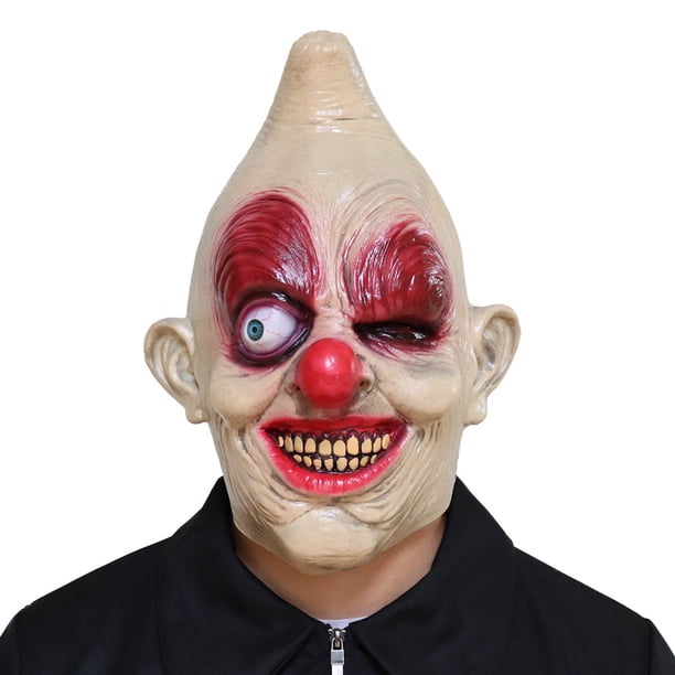 Máscara de payaso de látex con un solo ojo para Halloween y Escape Room