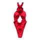thumbnail image 1 of Gibobby Bañador de una pieza Traje de baño bikini de flores de color liso para mujer(Rojo,CH), 1 of 5