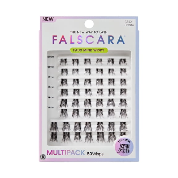 KISS FALSCARA Multipack False Eyelashes Lash Extensions, Faux Mink Wispy, 50 Lash Clusters