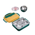 thumbnail image 1 of 1 juego de cajas Bento aisladas de doble capa, caja de almuerzo con rejilla dividida, contenedor de alimentos (amarillo, verde) HOMEMAXS 12482443-MX, 1 of 6