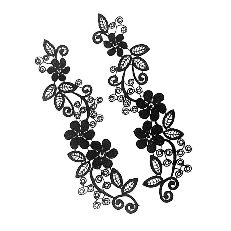Black Applique Embroidered Wedding Motif Patch 