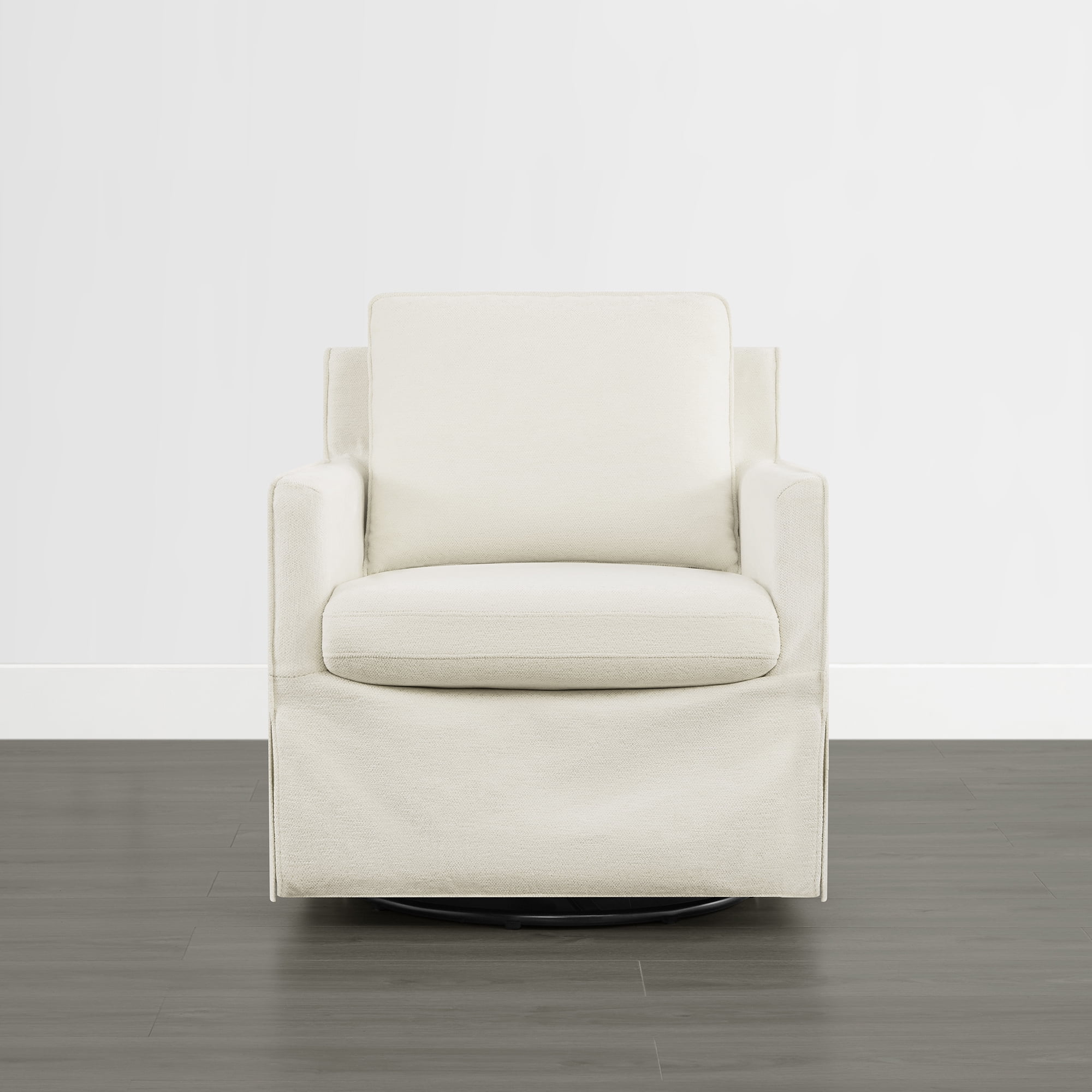 Spruce & Spring Upholstered Swivel Glider Accent Chair for Living Room, Nursery and Bedroom, Reversible Cushions, Track Arms, Modern Lounge Chair, Cream