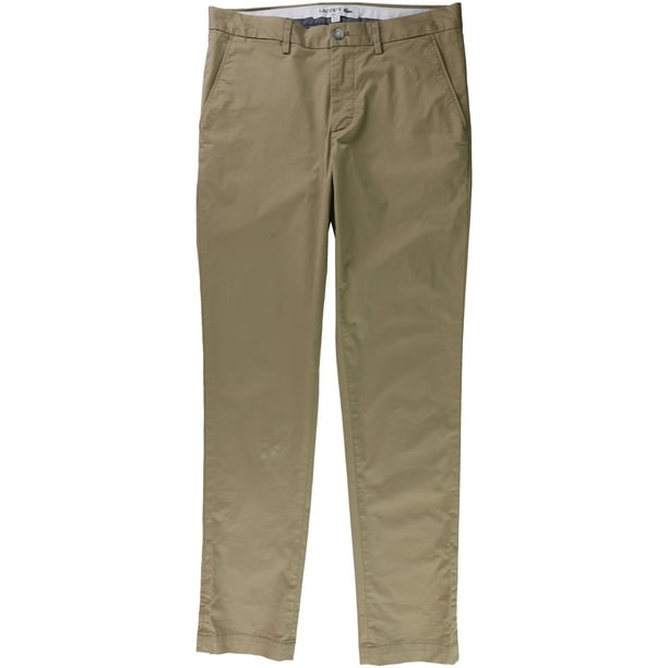 Lacoste Pantalones chinos elÃ¡sticos para hombre, color beige
