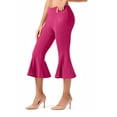 thumbnail image 4 of RYRJJ Women's Bootcut Yoga Capri Pants Stretch Causal Athletic Flare Capri Slacks Pull On Ruffle Dance Leggings with Pockets(Hot Pink,M), 4 of 9