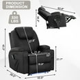 thumbnail image 3 of Power Recliner Chair with Heat and Massage for Adults Home Theater Seating with LED Lights Cup Holders Usb Port Recliner Sofa for Living Room, 3 of 8