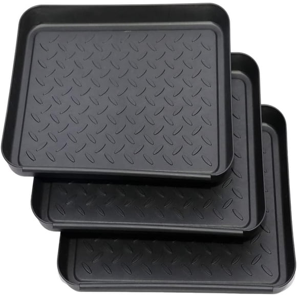 HAHADAXA Rubber Boot Tray,3Pcs Water Resistant Shoe Trays for Entryway,Natural Rubber Mats,Square Multi-Purpose Plastic Drip Trays for Shoes, Boots, Pets - Indoor and Outdoor Use
