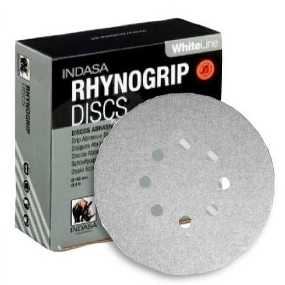 Buy Indasa 6" Rhynogrip White Line 8-Hole Vacuum Sanding Discs, 63 Series (50/Box, Grit 36–500)