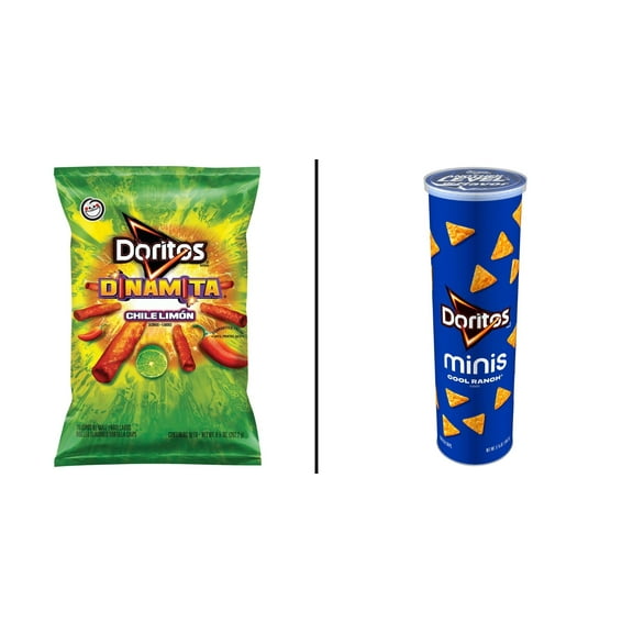 Doritos Dinamita Chile Limon Rolled Tortilla Chips 9.25 oz & Doritos Minis Tortilla Chips - Cool Ranch 5.13 oz