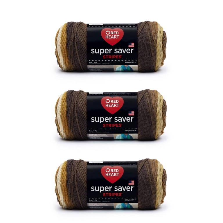 Red Heart Super Saver Worsted Yarn, Latte Stripe 3-Pack photo 1