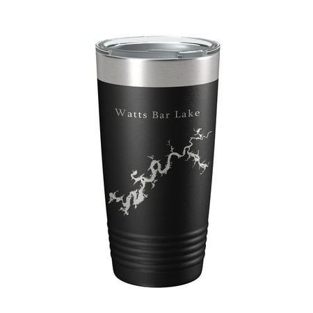 

Watts Bar Lake Map Tumbler Travel Mug Insulated Laser Engraved Coffee Cup Tennessee 20 oz Black