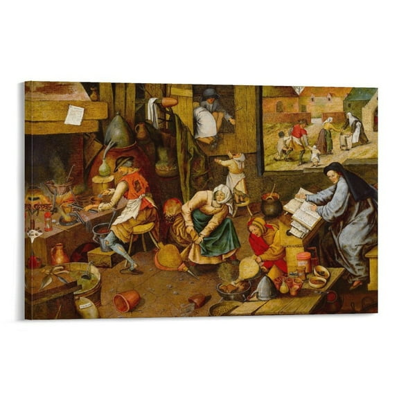 Pieter Bruegel Painting The Alchemist in Colour on Art Prints Canvas Poster Posters Wall Art Painting Canvas Gift Living Room Prints Bedroom Decor Poster Artworks 12x18inch(30x45cm)