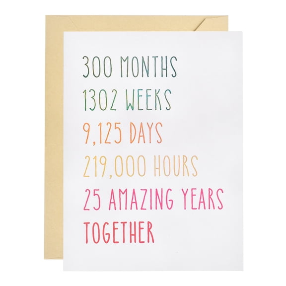 Uxcell 25Th Anniversary Card, Funny Sweet Wedding Anniversary Cards with Kraft Paper Envelope Gift Perfect for Partner, Couples, Husband, Wife, Girlfriend, White