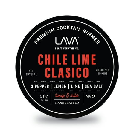 LAVA Premium Chile Lime Clsico Cocktail Rimmer 5oz, All Natural Bloody Mary Rimmer, Michelada Rimmer, Margarita Rimmer Salt, No Silicon Dioxide, with Screw-On Lid