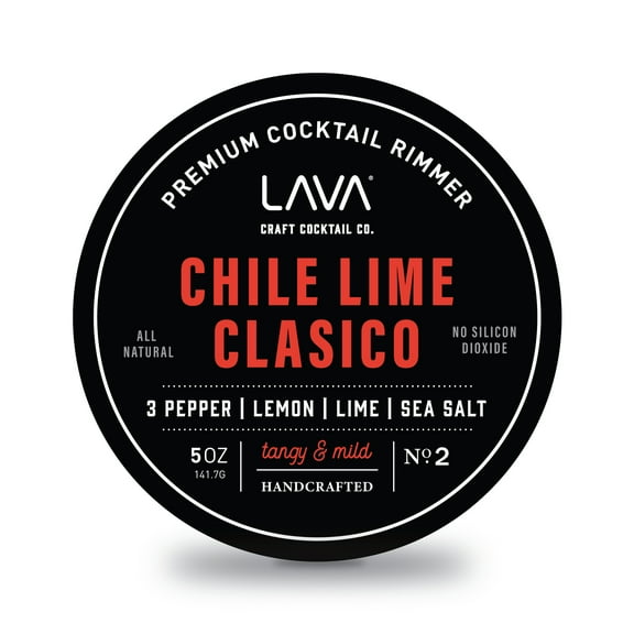 LAVA Premium Chile Lime Clsico Cocktail Rimmer 5oz, All Natural Bloody Mary Rimmer, Michelada Rimmer, Margarita Rimmer Salt, No Silicon Dioxide, with Screw-On Lid