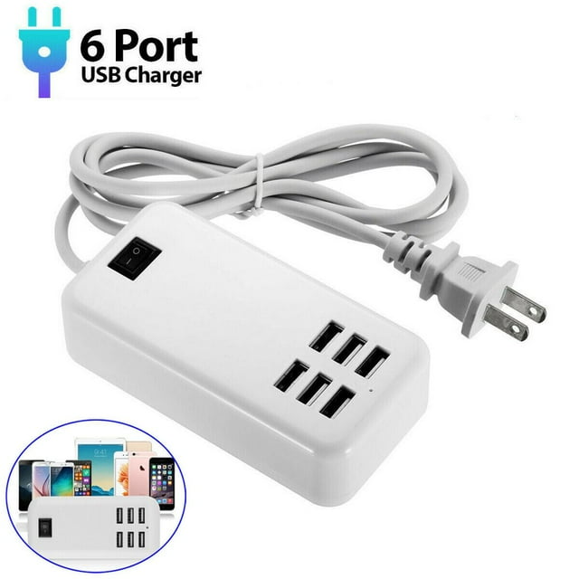 Chargeur Mural Multi-USB 30W 6 Ports Adaptateur Secteur pour Appareils Alimentés par Usb