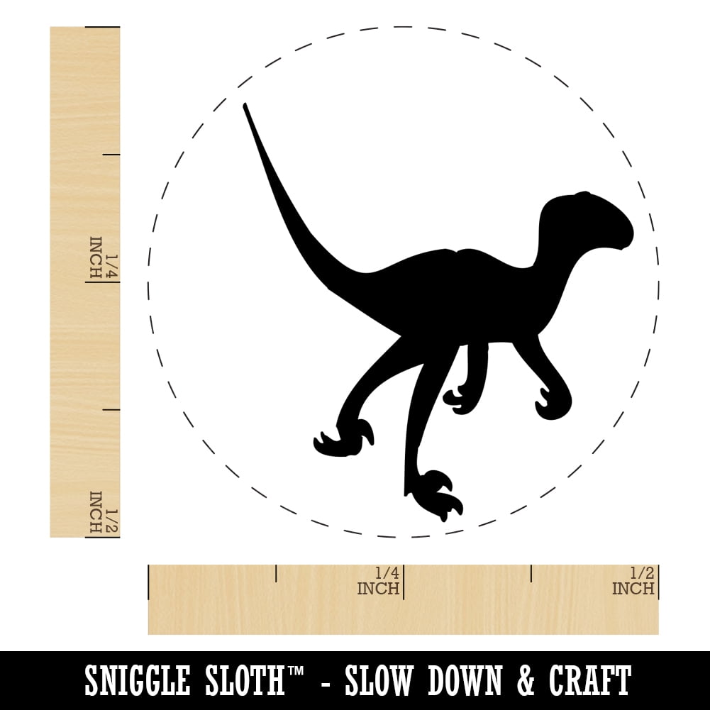 Velociraptor Dinosaur Solid Self-Inking Rubber Stamp Ink Stamper - Blue Ink - Mini 1/2 Inch