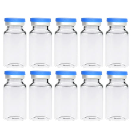 

NUOLUX 20pcs Practical 10ml Transparent Vials Clear Flat Bottom Bottles with Caps