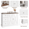 thumbnail image 4 of Modern Farmhouse Sideboard Buffet Cabinet, Storage Cabinet with Doors and 3 Drawers, Coffee Bar Cabinet with Storage for Kitchen, Dining Room, Living Room, 41.3X 15.6X 31.9 Inches, White, 4 of 7