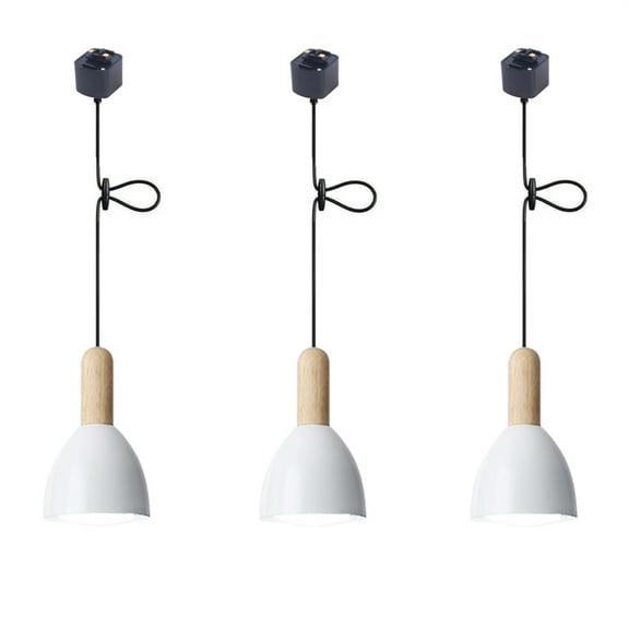 JLOWCO Modern Adjustable Height H Track Pendant Lighting for Kitchen Island 3 Pack Light Fixture Dining RoomWhite Island Pendant Lights for Kitchen (LED Bulb Include)