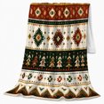 thumbnail image 2 of Southwestern Tribal Geometric Pattern, Cozy Woodland Scene, Warm Flannel Blanket for Cabin and Lodge with Detailed Artwork, Art Lovers Housewarming Gift, Artistic Home Decor, 2 of 9