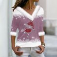 thumbnail image 1 of Offres de Liquidation! Aqestyerly Hauts de Noël à Manches Longues pour Femmes, Pull Imprimé à Col en V, 1 of 3