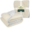 thumbnail image 2 of PAVILIA Plush Sherpa Fleece Blanket Throw, Twin, Cream Ivory | Soft, Warm, Fuzzy Beige Throw for Couch Sofa | Solid Reversible Cozy Microfiber Fluffy Blanket, 60x80, 2 of 7