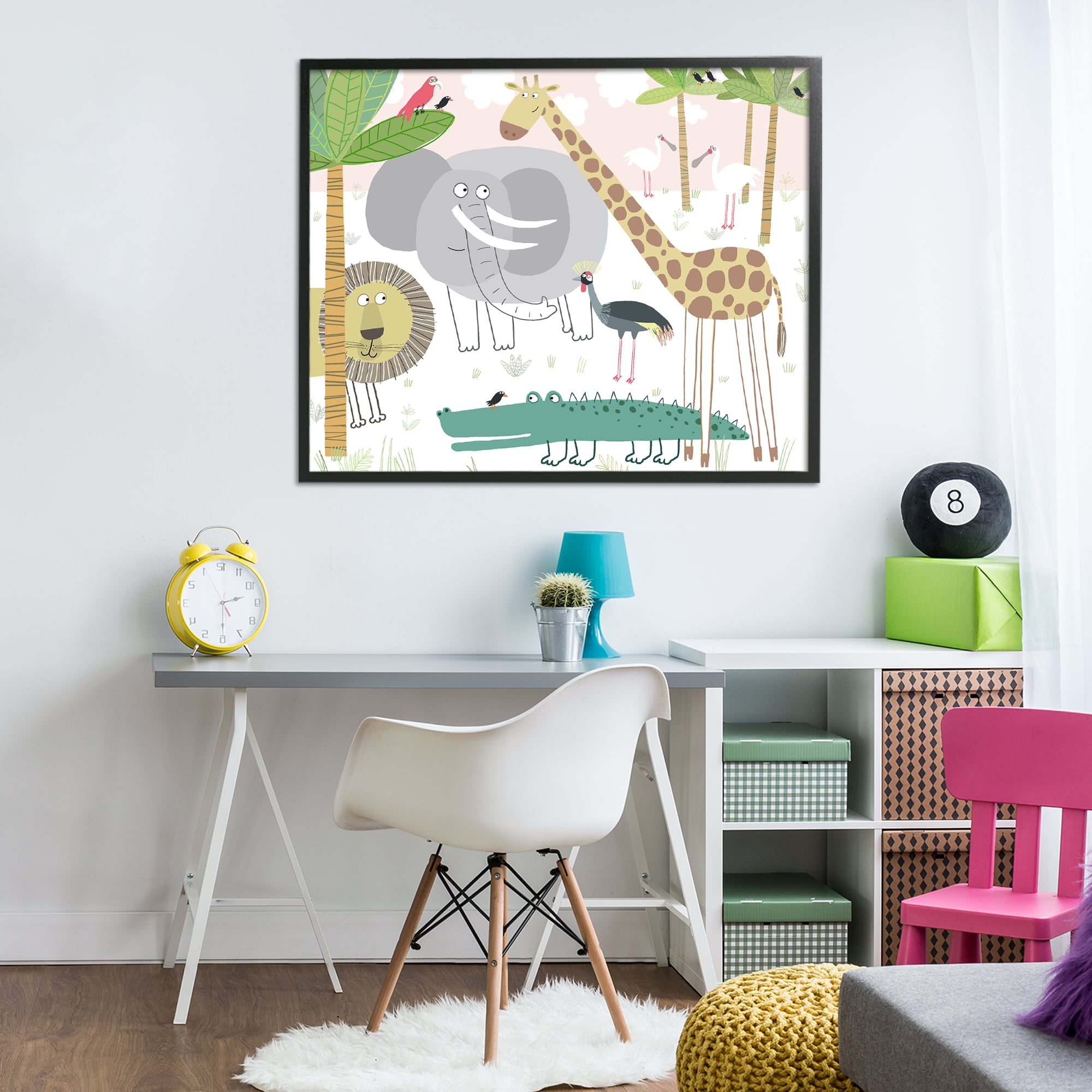 Stupell Industries Safari Animals Out and About Black Framed Giclee Art, design by Carla Daly