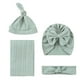 thumbnail image 1 of Conjunto de manta envolvente y diadema con lazo para bebé | Algodón supersuave | Recién nacido a 6 meses | Azul, rosa, caqui, morado, café, verde | Regalo para baby shower y accesorio fotográfico, 1 of 8